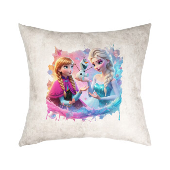 Elsa & Anna Princess, Μαξιλάρι καναπέ Δερματίνη Γκρι 40x40cm με γέμισμα