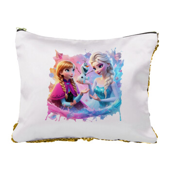 Elsa & Anna Princess, Sequin Gold Pouch Cosmetic Bag