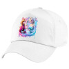 Children's Baseball Cap, 100% Cotton Twill, White (COTTON, CHILDREN'S, UNISEX, ONE SIZE)