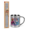 Easter Set, metallic thermal cup (300ml) & Easter aromatic flat candle (30cm) (GRAY)