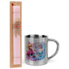 Easter Set, metallic thermal cup (300ml) & aromatic flat Easter candle (30cm) (PINK)