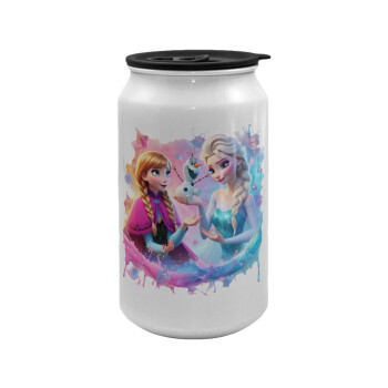 Elsa & Anna Princess, Κούπα ταξιδιού μεταλλική με καπάκι (tin-can) 500ml