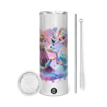 Elsa & Anna Princess, Tumbler stainless steel 600ml, with metal straw & cleaning brush