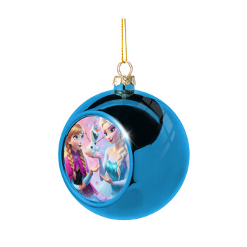 Elsa & Anna Princess, Blue Christmas tree ball ornament 8cm