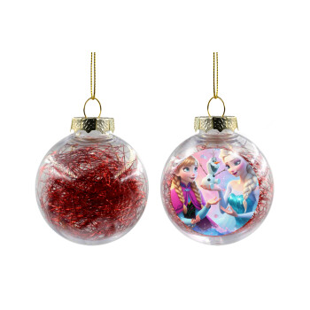 Elsa & Anna Princess, Transparent Christmas tree ball ornament with red filling 8cm