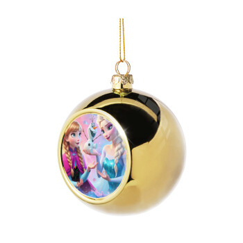 Elsa & Anna Princess, Golden Christmas tree ball ornament 8cm