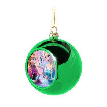 Elsa & Anna Princess, Green Christmas tree ornament ball 8cm