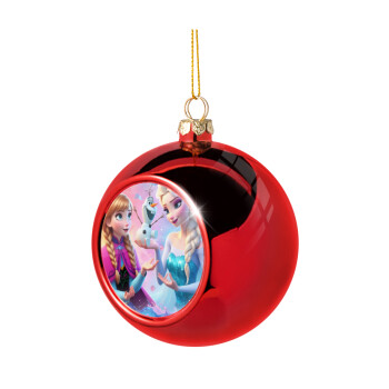 Elsa & Anna Princess, Christmas tree ball Red 8cm