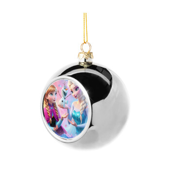 Elsa & Anna Princess, Silver 8cm Christmas tree ball ornament