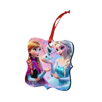 Elsa & Anna Princess, Christmas ornament polygon wooden 7.5cm