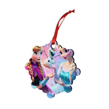 Elsa & Anna Princess, Christmas ornament snowflake wooden 7.5cm