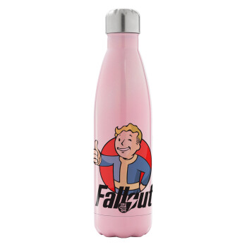 Fallout Vault Boy, Metal mug thermos Pink Iridiscent (Stainless steel), double wall, 500ml