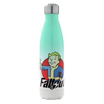 Fallout Vault Boy, Μεταλλικό παγούρι θερμός Πράσινο/Λευκό (Stainless steel), διπλού τοιχώματος, 500ml