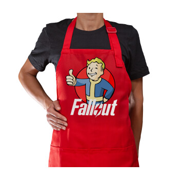 Fallout Vault Boy, Ποδιά Μακριά Σεφ ολοσωμη με τσέπες Κόκκινη (ΕΝΗΛΙΚΩΝ)