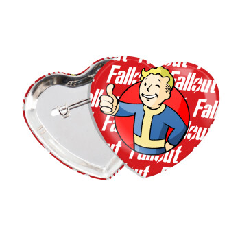 Fallout Vault Boy, Κονκάρδα παραμάνα καρδιά (57x52mm)