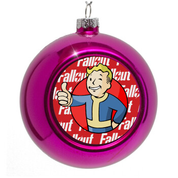 Fallout Vault Boy, Στολίδι Χριστουγεννιάτικη μπάλα δένδρου Μωβ 8cm