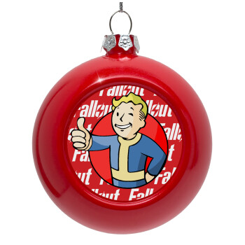 Fallout Vault Boy, Στολίδι Χριστουγεννιάτικη μπάλα δένδρου Κόκκινη 8cm