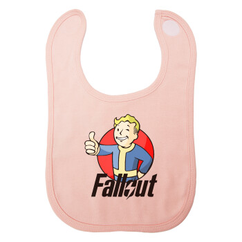 Fallout Vault Boy, Σαλιάρα με Σκρατς ΡΟΖ 100% Organic Cotton (0-18 months)