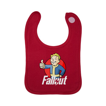 Fallout Vault Boy, Σαλιάρα με Σκρατς Κόκκινη 100% Organic Cotton (0-18 months)