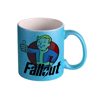 Fallout Vault Boy, Κούπα Σιέλ Glitter που γυαλίζει, κεραμική, 330ml