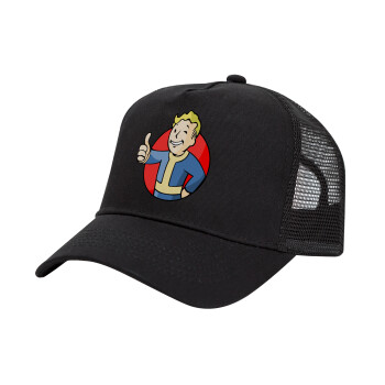 Fallout Vault Boy, Trucker Hat with Mesh, Black, (COTTON, KIDS, UNISEX, ONE SIZE)