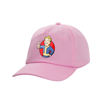 Fallout Vault Boy, Casual children's baseball cap, 100% Cotton Twill, PINK (COTTON, CHILDREN'S, ONE SIZE)