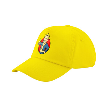 Fallout Vault Boy, Child's Baseball Cap, 100% Cotton Twill, Yellow (COTTON, CHILD, UNISEX, ONE SIZE)