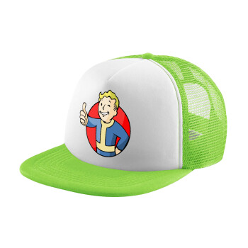 Fallout Vault Boy, Καπέλο παιδικό Soft Trucker με Δίχτυ ΠΡΑΣΙΝΟ/ΛΕΥΚΟ (POLYESTER, ΠΑΙΔΙΚΟ, ONE SIZE)