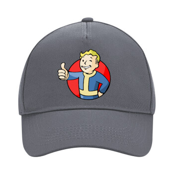 Fallout Vault Boy, Ultimate Adult Hat Grey, (100% COTTON DRILL, ADULT, UNISEX, ONE SIZE)