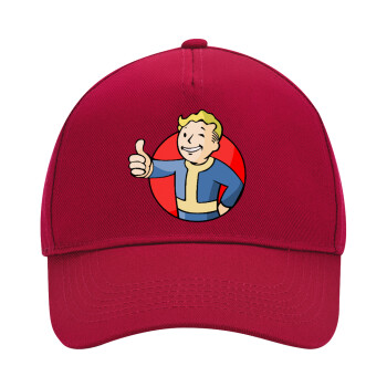 Fallout Vault Boy, Καπέλο Ενηλίκων Ultimate ΚΟΚΚΙΝΟ, (100% ΒΑΜΒΑΚΕΡΟ DRILL, ΕΝΗΛΙΚΩΝ, UNISEX, ONE SIZE)