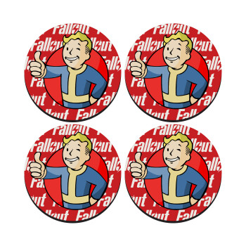 Fallout Vault Boy, ΣΕΤ 4 Σουβέρ ξύλινα στρογγυλά (9cm)