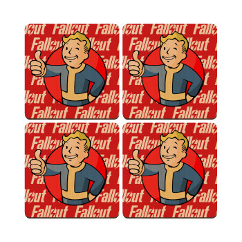 Fallout Vault Boy, ΣΕΤ x4 Σουβέρ ξύλινα τετράγωνα plywood (9cm)