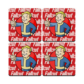 Fallout Vault Boy, ΣΕΤ 4 Σουβέρ ξύλινα τετράγωνα (9cm)