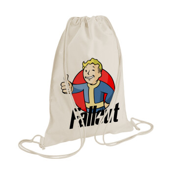 Fallout Vault Boy, Backpack bag GYMBAG natural (28x40cm)