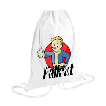 Fallout Vault Boy, Backpack pouch GYMBAG white (28x40cm)