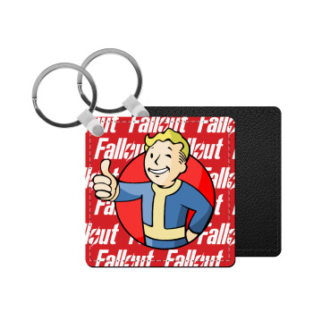 Fallout Vault Boy, Μπρελόκ Δερματίνη, τετράγωνο ΜΑΥΡΟ (5x5cm)