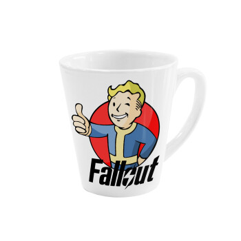 Fallout Vault Boy, Κούπα κωνική Latte Λευκή, κεραμική, 300ml