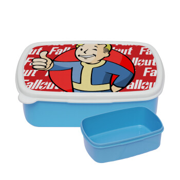 Fallout Vault Boy, ΜΠΛΕ παιδικό δοχείο φαγητού (lunchbox) πλαστικό (BPA-FREE) Lunch Βox M18 x Π13 x Υ6cm