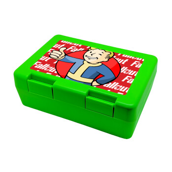 Fallout Vault Boy, Παιδικό δοχείο κολατσιού ΠΡΑΣΙΝΟ 185x128x65mm (BPA free πλαστικό)