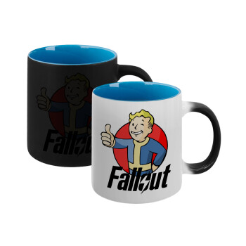 Fallout Vault Boy, Κούπα Μαγική εσωτερικό μπλε, κεραμική 330ml που αλλάζει χρώμα με το ζεστό ρόφημα (1 τεμάχιο)