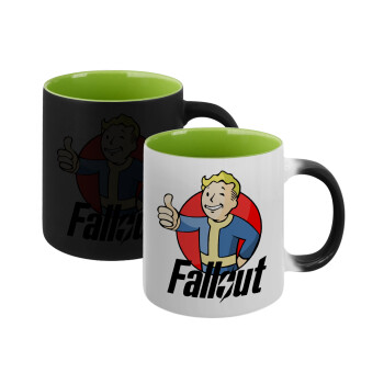 Fallout Vault Boy, Κούπα Μαγική εσωτερικό πράσινο, κεραμική 330ml που αλλάζει χρώμα με το ζεστό ρόφημα (1 τεμάχιο)