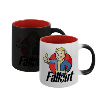 Fallout Vault Boy, Κούπα Μαγική εσωτερικό κόκκινο, κεραμική, 330ml που αλλάζει χρώμα με το ζεστό ρόφημα (1 τεμάχιο)