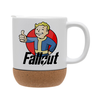 Fallout Vault Boy, Κούπα, κεραμική με βάση φελού και καπάκι (ΜΑΤ), 330ml (1 τεμάχιο)