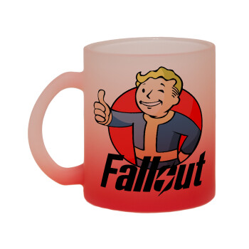 Fallout Vault Boy, Κούπα γυάλινη δίχρωμη με βάση το κόκκινο ματ, 330ml