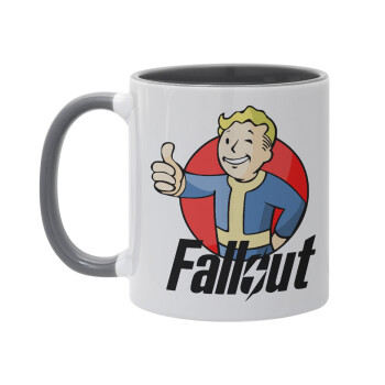 Fallout Vault Boy, Κούπα χρωματιστή γκρι, κεραμική, 330ml