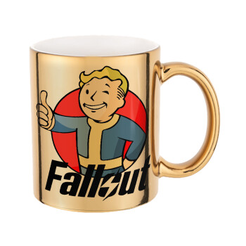 Fallout Vault Boy, Κούπα κεραμική, χρυσή καθρέπτης, 330ml