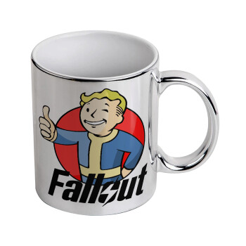 Fallout Vault Boy, Mug ceramic, silver mirror, 330ml