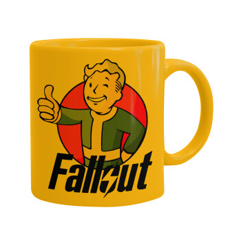 Fallout Vault Boy, Ceramic coffee mug yellow, 330ml