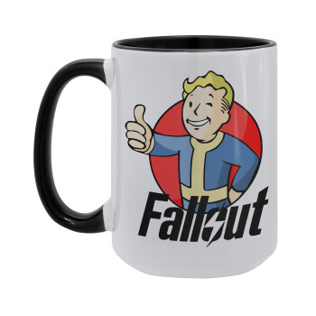 Fallout Vault Boy, Κούπα Mega 15oz, κεραμική Μαύρη, 450ml