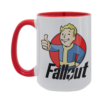 Fallout Vault Boy, Κούπα Mega 15oz, κεραμική Κόκκινη, 450ml